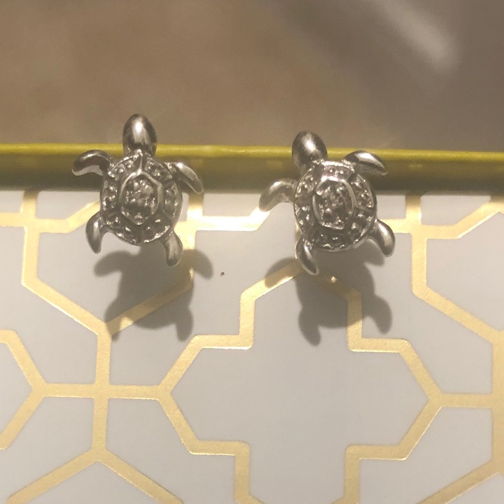 Silver Turtle Stud Earrings